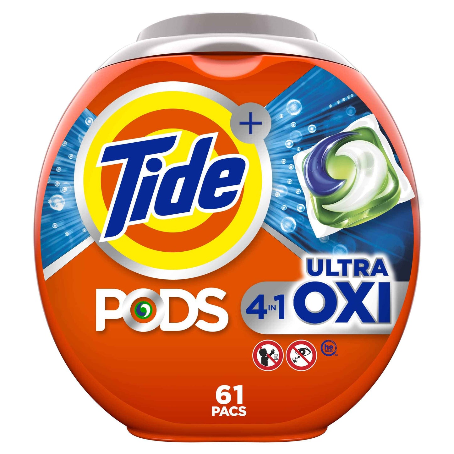 Tide 4-N-1 Ultra Oxi Pods Laundry Detergent Pacs, 32 Count, He Compatible, Built in Pre-Treater for Stains