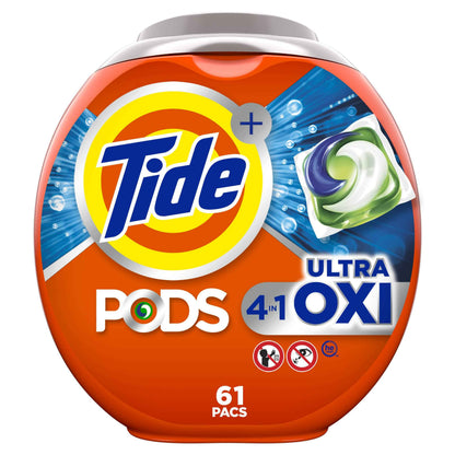Tide 4-N-1 Ultra Oxi Pods Laundry Detergent Pacs, 32 Count, He Compatible, Built in Pre-Treater for Stains