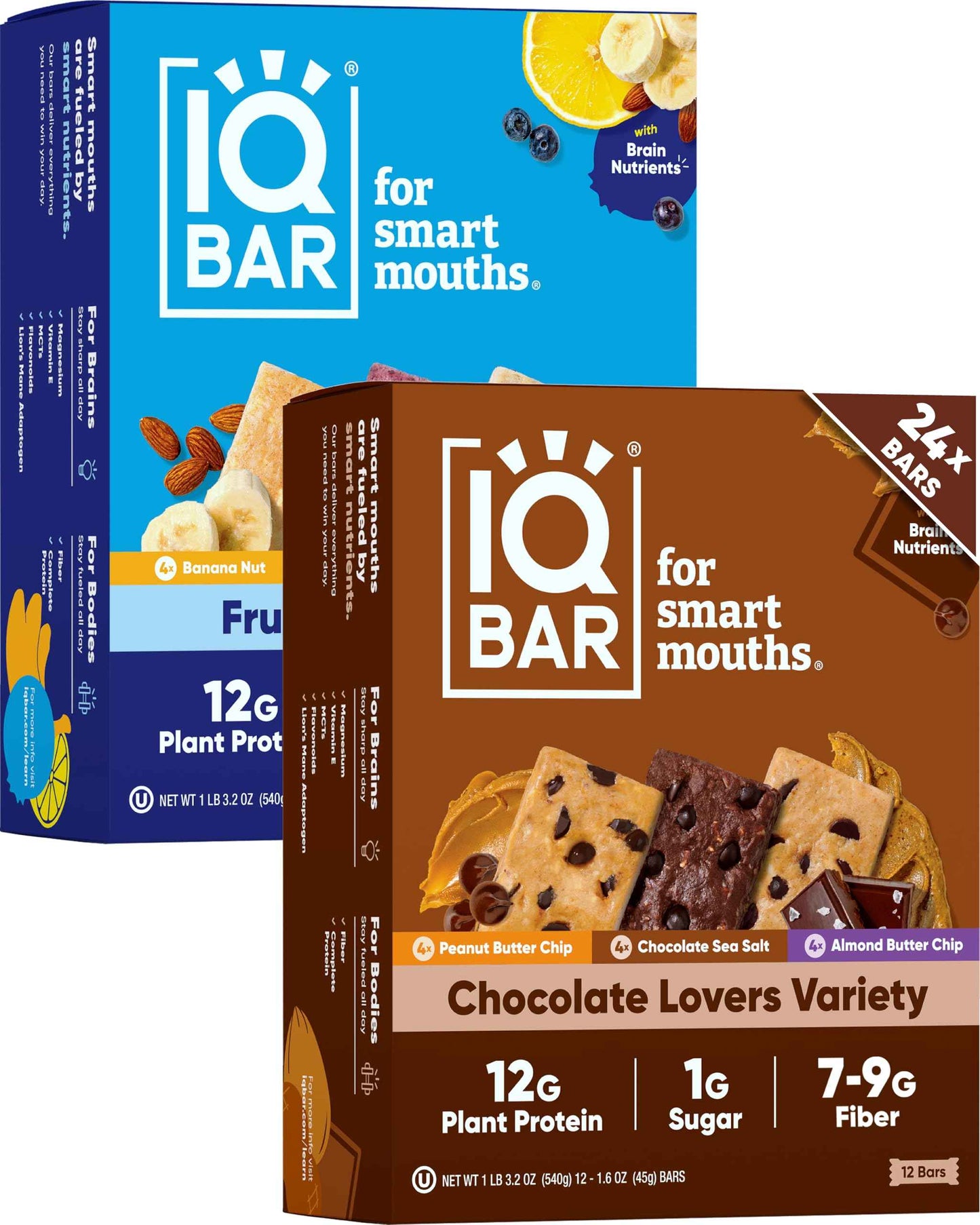 IQBAR Clean Plant Protein Bars - Keto, Vegan, High Fiber, Gluten and Dairy Free, Low Sugar Snack - Brain and Body Nutrients for Focus, Energy, Meal Replacement