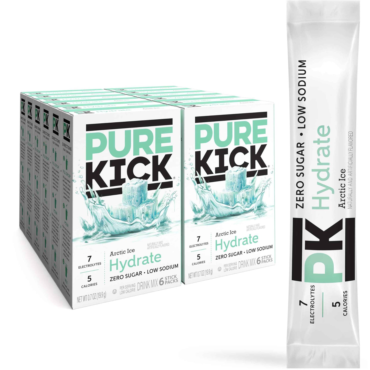 Pure Kick Hydration Singles To Go Drink Mix, Includes 12 Boxes with 6 Packets in each Box, 72 Total Packets