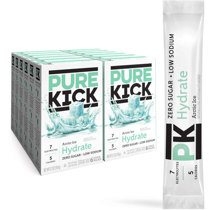 Pure Kick Hydration Singles To Go Drink Mix, Includes 12 Boxes with 6 Packets in each Box, 72 Total Packets