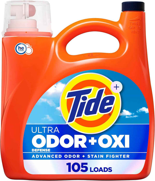 Tide Ultra Odor Defense Plus Oxi Liquid Laundry Detergent, Advanced Odor and Stain Fighting Laundry Detergent Liquid