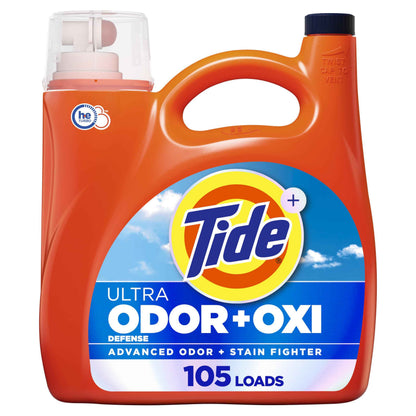 Tide Ultra Odor Defense Plus Oxi Liquid Laundry Detergent, Advanced Odor and Stain Fighting Laundry Detergent Liquid