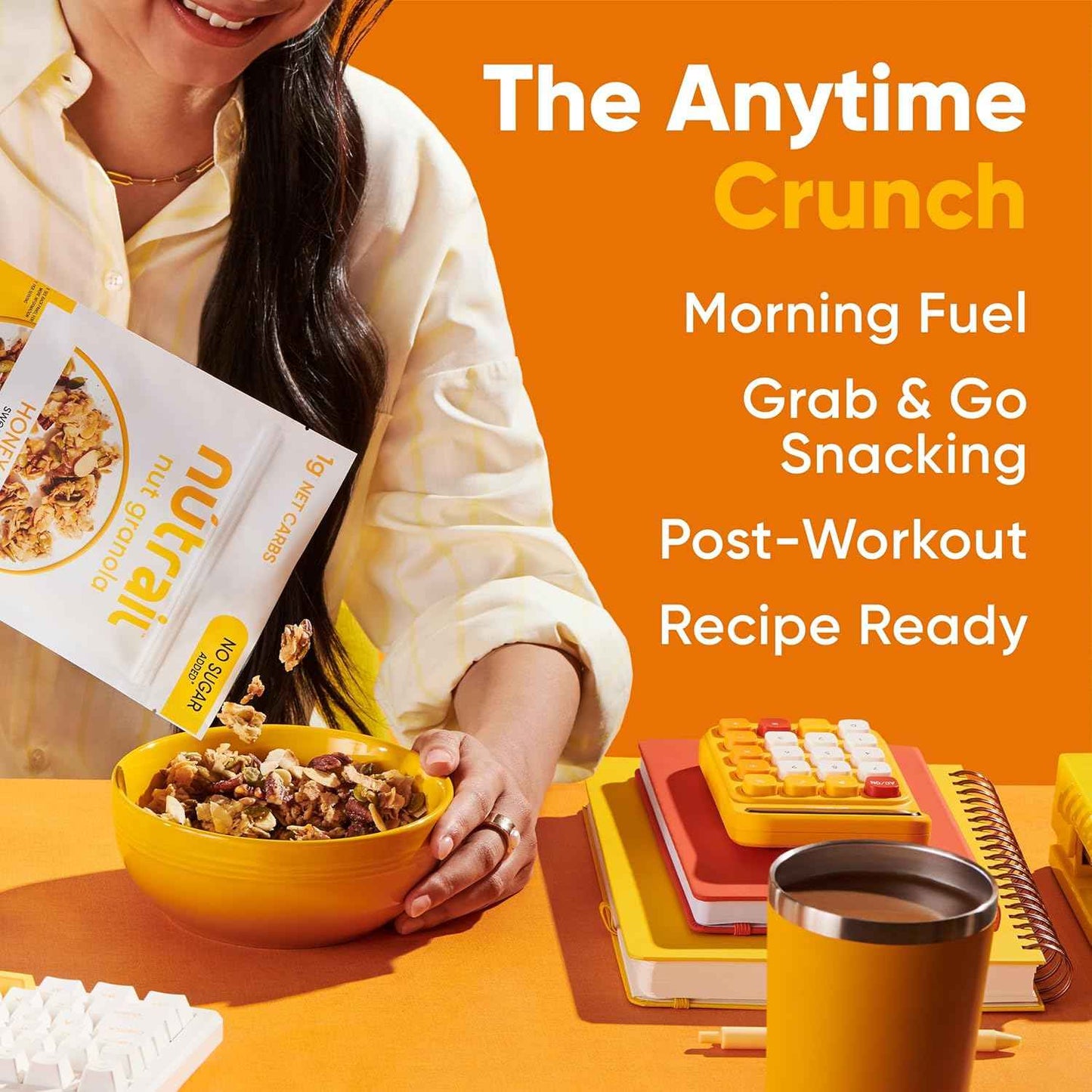 NuTrail Nut Granola Cereal, Honey Nut, No Sugar Added, Keto, Low Carb, Gluten Free, Grain Free, Healthy Breakfast 8 oz.