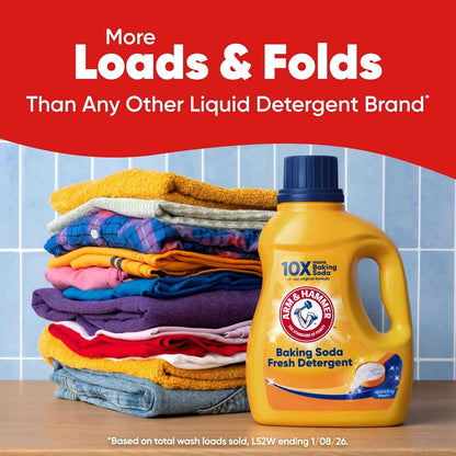 ARM & HAMMER Baking Soda Fresh Liquid Laundry Detergent, Sparkling Fresh Scent, 110 Loads, 110 Fl Oz