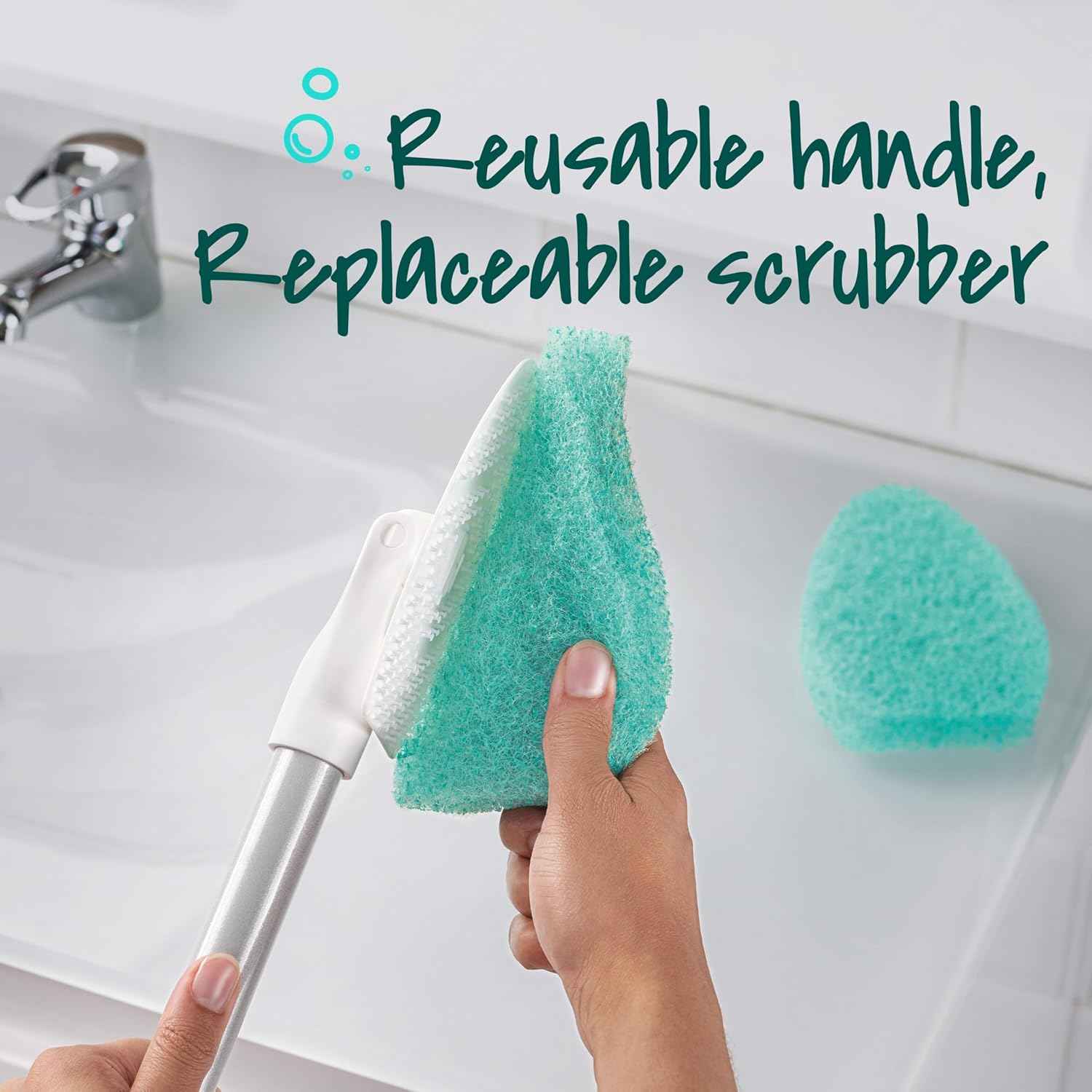 Scotch-Brite Extendable Tub & Tile Scrubber Kit, Includes 1 Handle and 3 Non-Scratch Scrubber Pads