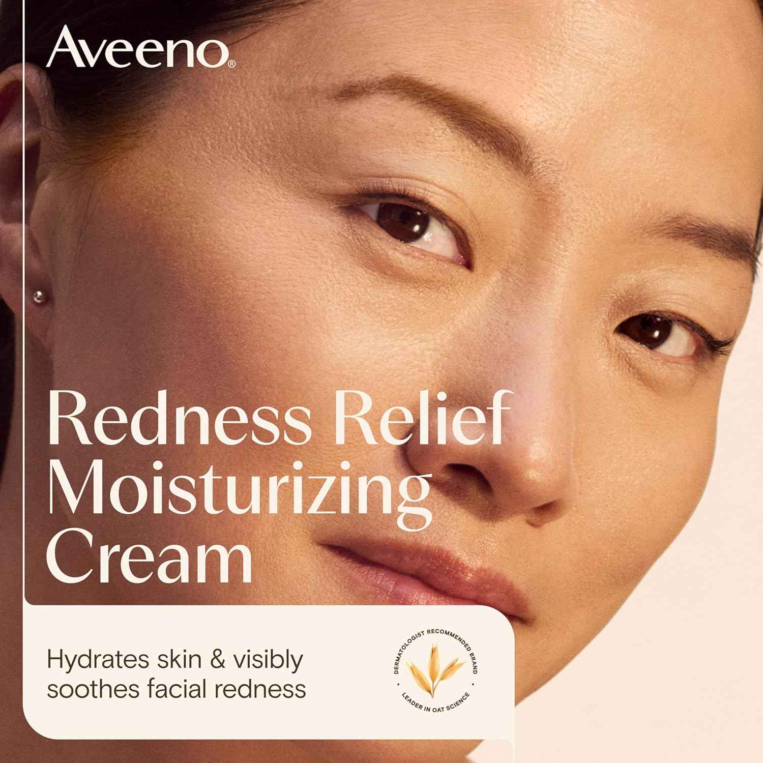 Aveeno Calm + Restore Facial Moisturizer Face Cream for Redness Relief, Non-Comedogenic, Ceramide & Vitamin B5, Hydrating for Dry, Sensitive Skin, Hypoallergenic, Fragrance-Free, 1.7 oz