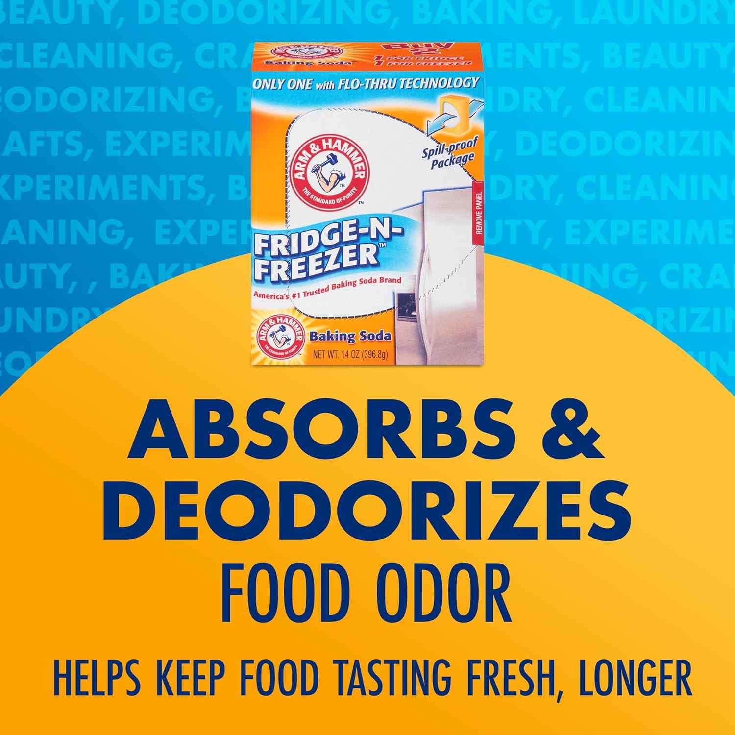 Arm & Hammer Baking Soda Fridge-n-Freezer Odor Absorber, Orange 14 oz