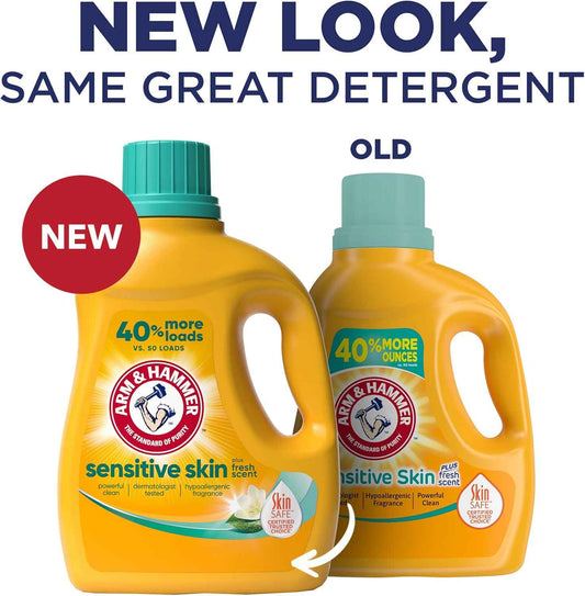 ARM & HAMMER Sensitive Skin Liquid Laundry Detergent, Fresh Scent