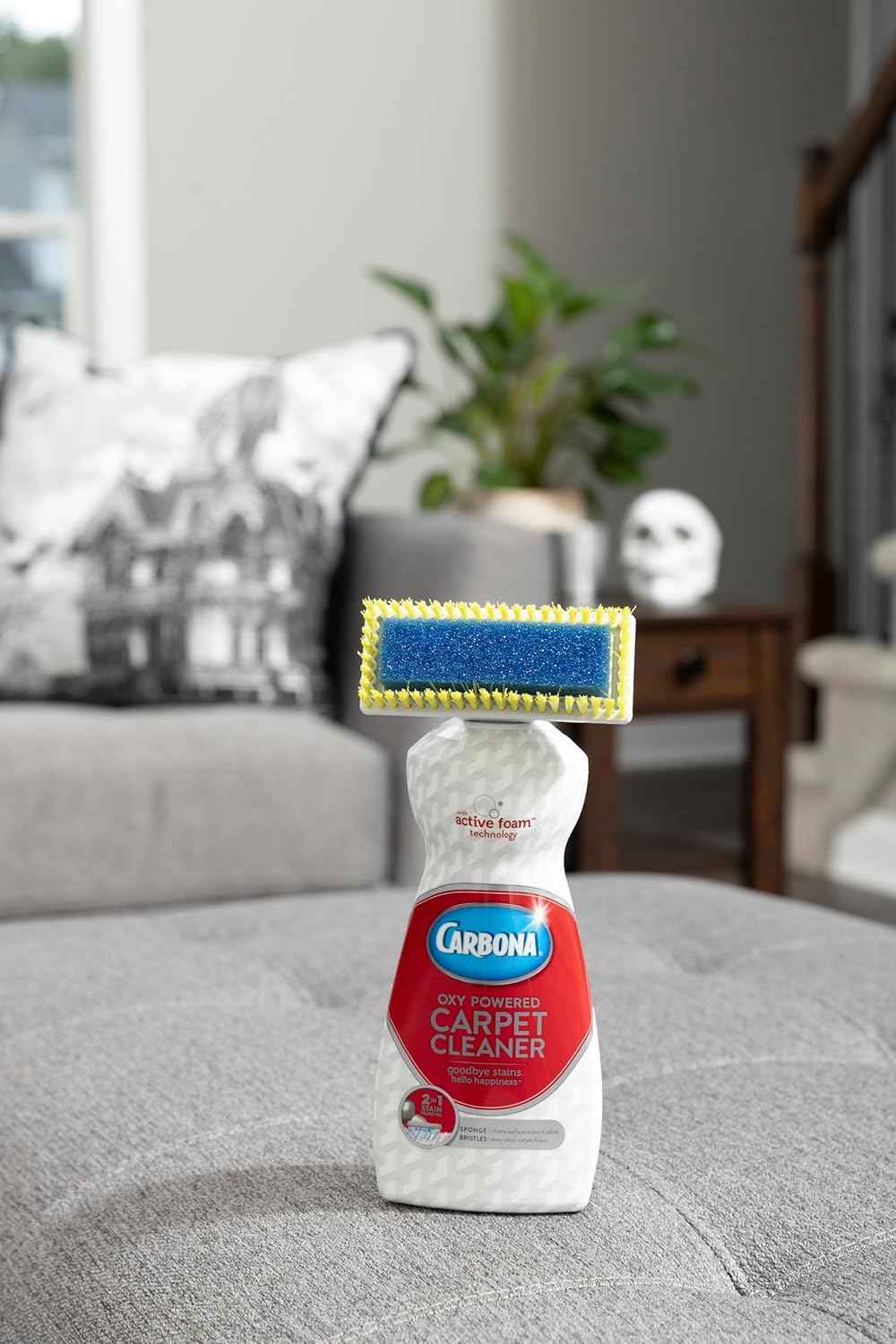 Carbona 2-in-1 Oxy-Powered Carpet Cleaner (13.5 Fl Oz), Spot Cleaner with Dual Sponge & Bristle Applicator for Targeted Cleaning, Fast Formula