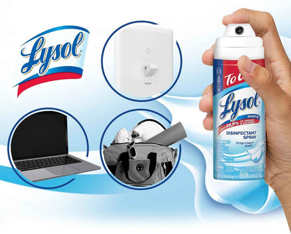 Lysol To Go Disinfectant Spray, Travel Size Sanitizing, For On-the-Go Disinfecting and Deodorizing, Crisp Linen