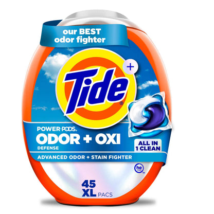 Tide Odor Defense + Oxi Laundry Detergent Pacs, Original Scent, Advanced Odor + Stain Fighter