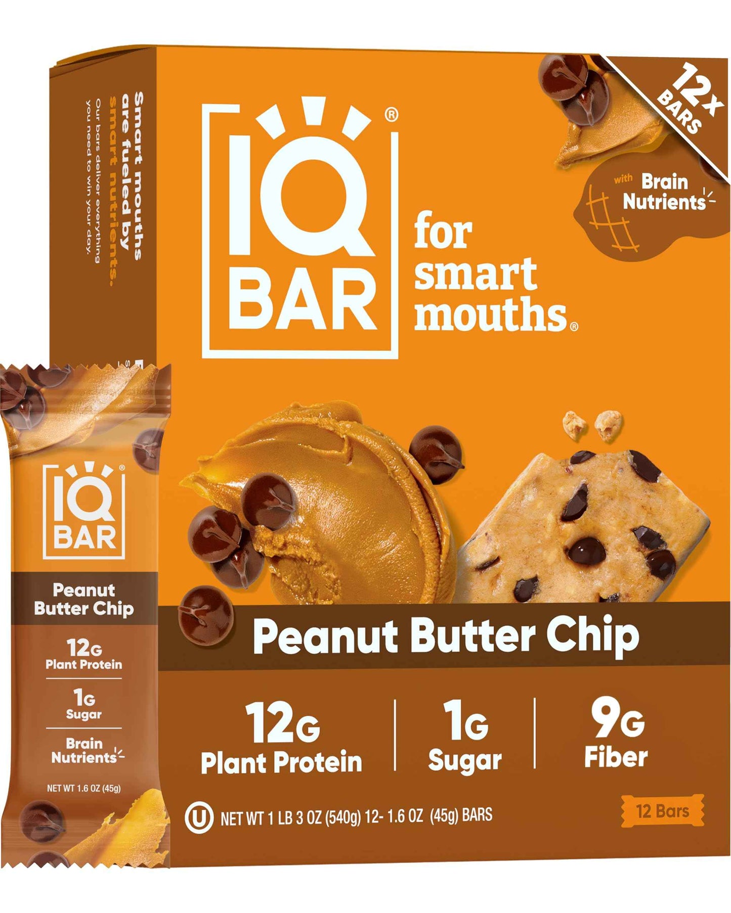 IQBAR Clean Plant Protein Bars - Keto, Vegan, High Fiber, Gluten and Dairy Free, Low Sugar Snack - Brain and Body Nutrients for Focus, Energy, Meal Replacement