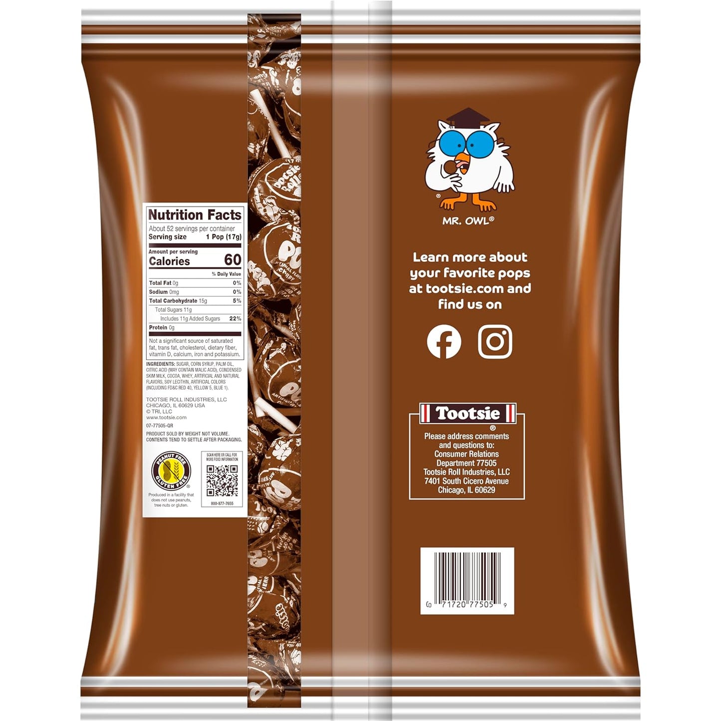 Tootsie_Pops_Single_Flavor_Bag_-_Chocolate_Flavored_Lollipops_with_Chocolatey_Center_-__Brown_Candy_-_Peanut_Free,_Gluten_Free,_50_Count_(Pack_of_1)