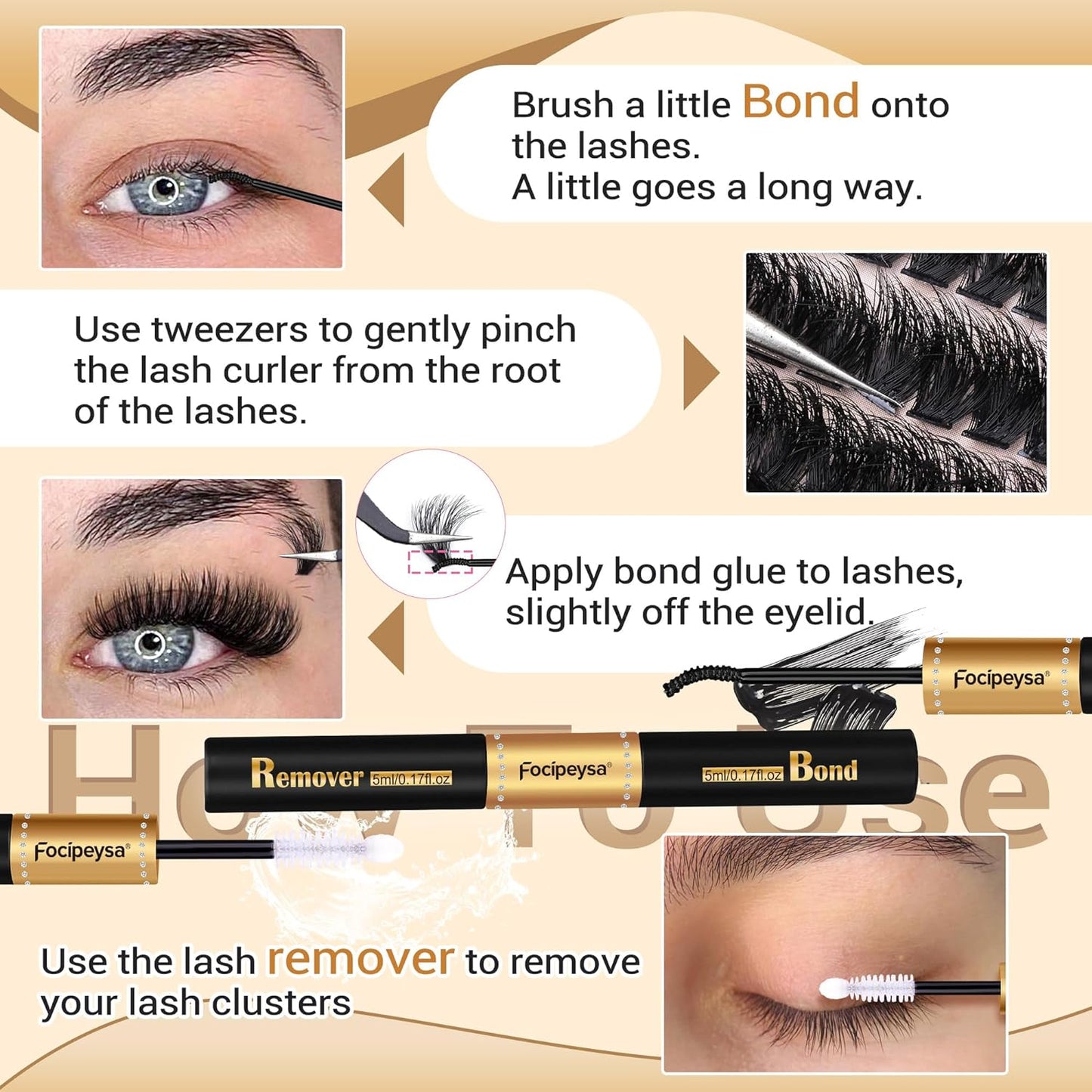 Focipeysa_Lash_Extension_Kit_Thick_Eyelash_Extension_Kit_10-18mm_Fluffy_Lash_Clusters_200D_Individual_Eyelashes_Kit_with_Lash_Bond,_Lash_Remover,_Lash_Applicator,_DIY_Lashes_Extension_Makeup_Cosmetic_Eyelashes_Extensions
