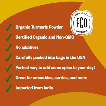FGO_Organic_Turmeric_Powder_w/Curcumin,_8oz_Resealable_Pouch,_USDA_and_Non-GMO,_Sourced_from_India,_Packaging_May_Vary_(Pack_of_1)