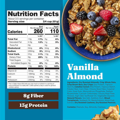 Catalina Crunch Protein Granola - Work-From-Home Breakfast Cereal for Sustained Energy, No Sugar Spike Granola - Vanilla Almond 8 oz