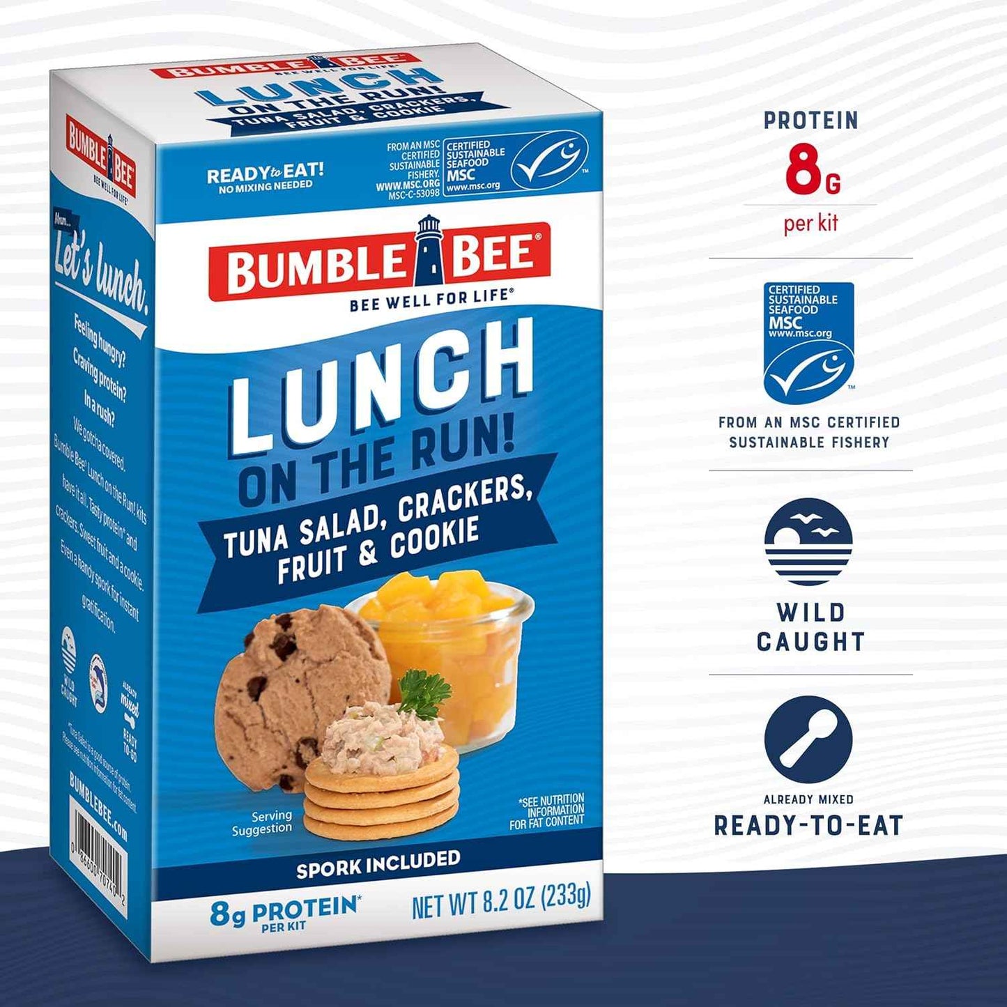 Bumble Bee Shelf Stable Tuna Salad Kit for Busy Workday, Grab and Go Lunch On The Run with 8g Protein, Peaches, and Spork