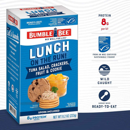 Bumble Bee Shelf Stable Tuna Salad Kit for Busy Workday, Grab and Go Lunch On The Run with 8g Protein, Peaches, and Spork