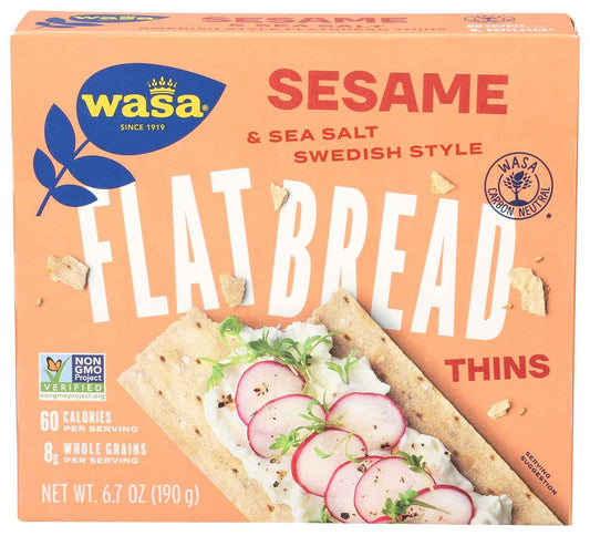 Wasa Flatbread Thins Sesame and Sea Salt – Quick Office Desk Drawer Snack for Busy Professionals During Back-to-Back Meetings