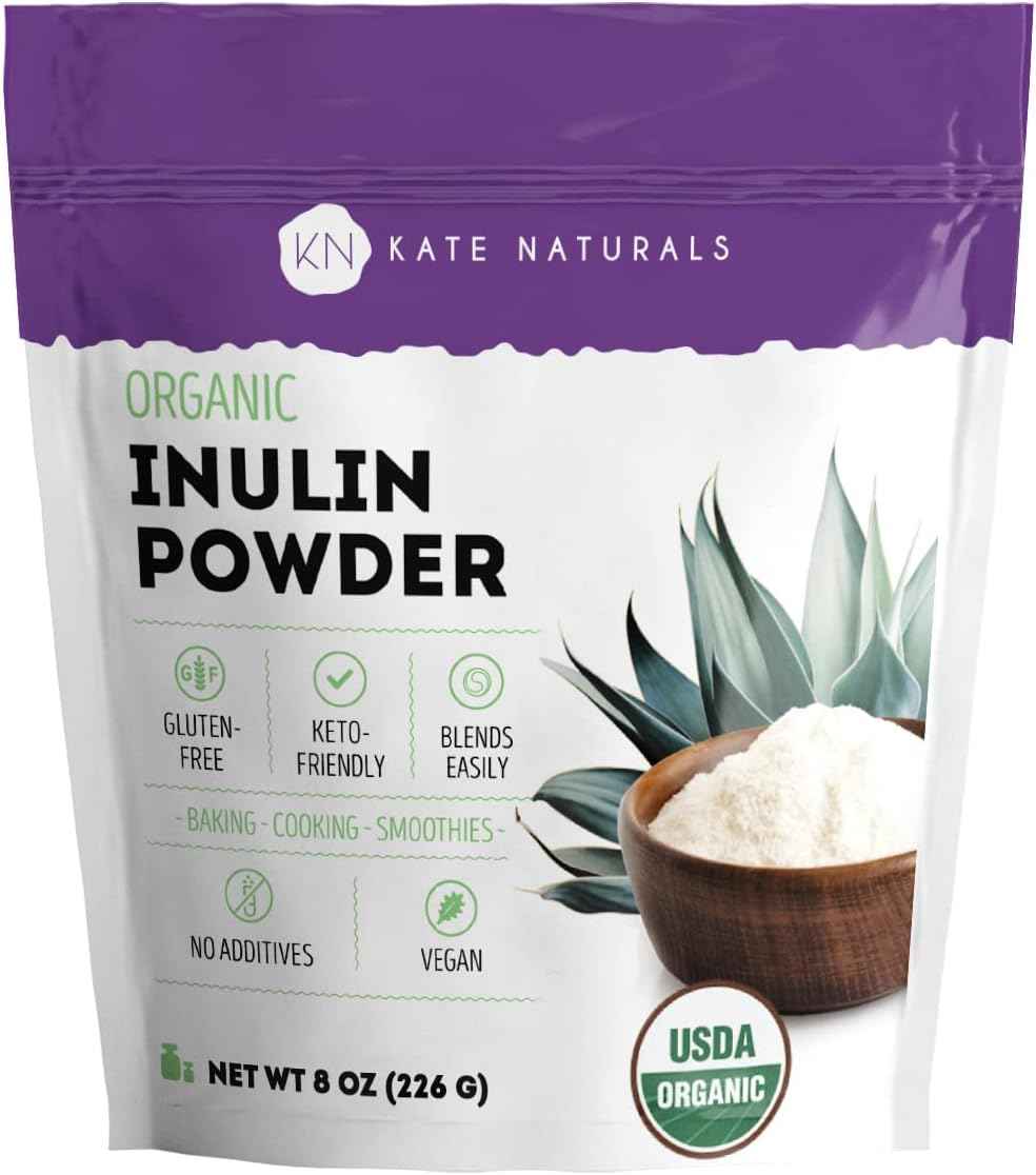 Kate Naturals Organic Agave Inulin Powder – Gentle Prebiotic Fiber for Smoothies, Yogurt & Mindful Wellness Routine