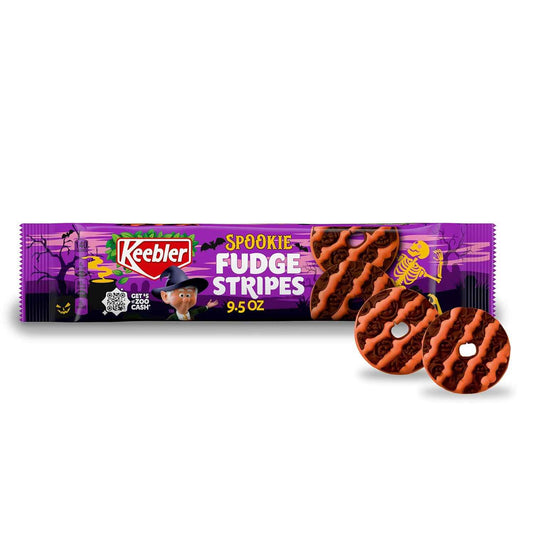 Keebler Spookie Fudge Stripes Cookies – Halloween Lunch Box Treat for Kids' Lunches and School Snacks, 9.5 oz Pack