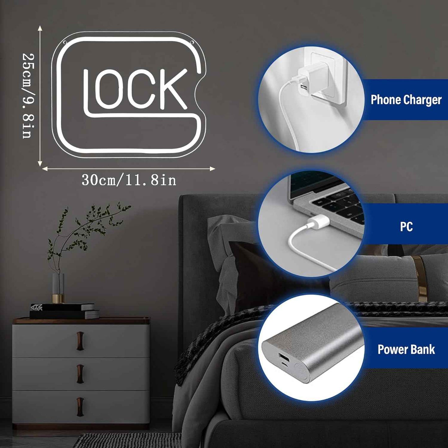 LUMIORA Lock Neon Sign – Unique Birthday Gift for Gamers, Dimmable LED Wall Light for Man Cave Setup