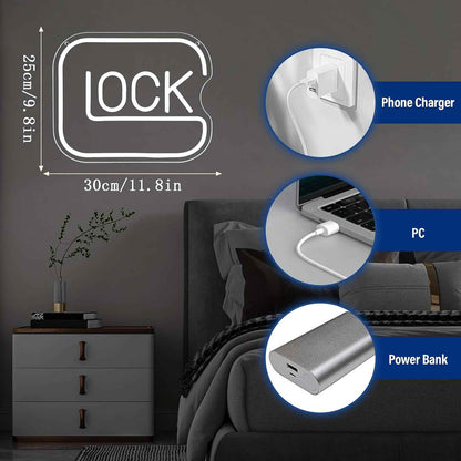 LUMIORA Lock Neon Sign – Unique Birthday Gift for Gamers, Dimmable LED Wall Light for Man Cave Setup