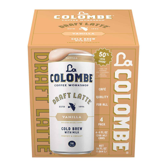 La Colombe Vanilla Draft Latte - Lactose-Free and Gluten-Free Cold Brew for Clean-Eating Routines, 100 Calories