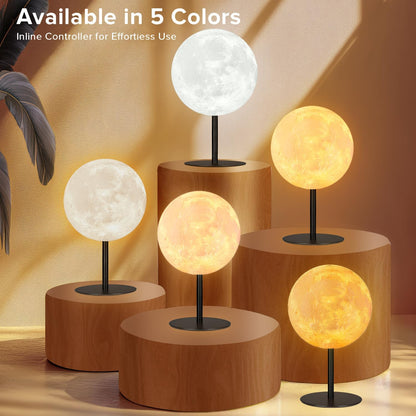 9-inch tall pla moon body with realistic lunar surface texture and metal base