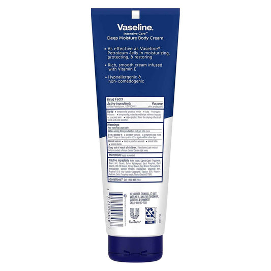 Vaseline Intensive Care Body Cream – One Unscented Moisturizer for Face, Hands, and Body, 4 Pack, 9 oz