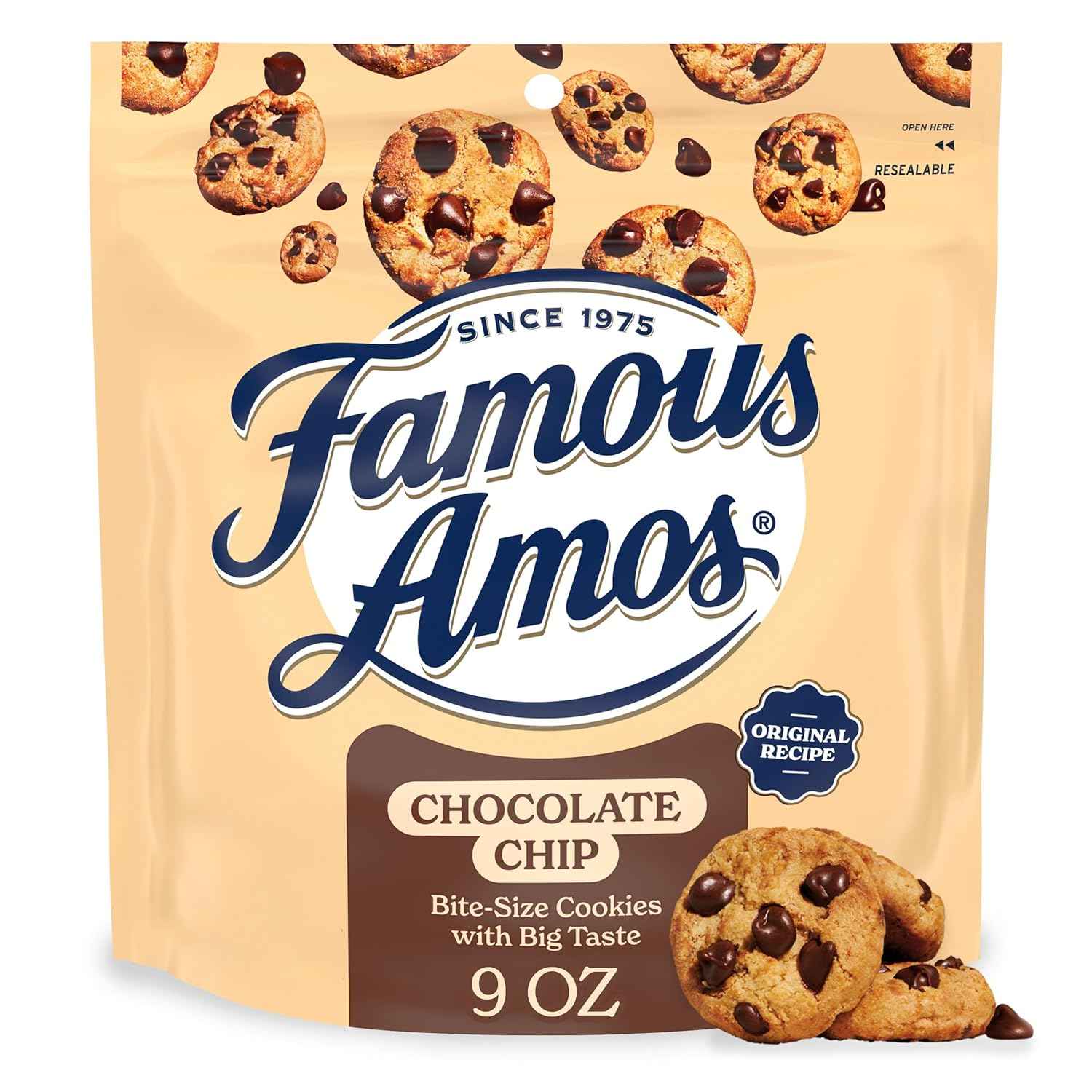Famous Amos Original Bite-Size Cookies, Thoughtful Stocking Stuffer and Halloween Treat Alternative, 9 oz