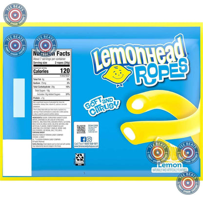Lemonhead Ropes Lemon Chewy Candy – Lunchbox Snack for Kids, 9 oz Pantry Pack