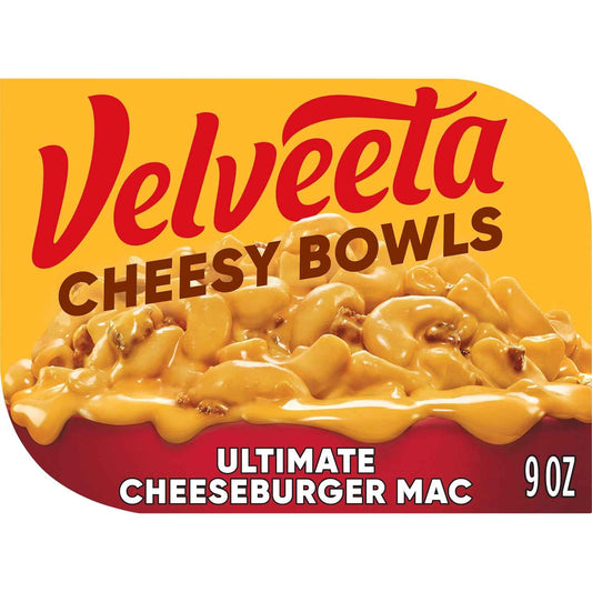 Velveeta Cheesy Bowls Ultimate Cheeseburger Mac – Fun Care Package Gift for College Students, 9 oz Microwave Tray