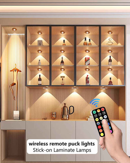 LuminAura Puck Lights – Cozy Bedroom Accent Lighting with RGB Color Modes and Dimmable Warm Glow