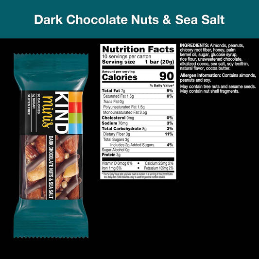 KIND Minis Dark Chocolate Nuts & Sea Salt – Blood Sugar Friendly Snack for Mindful Wellness Routines