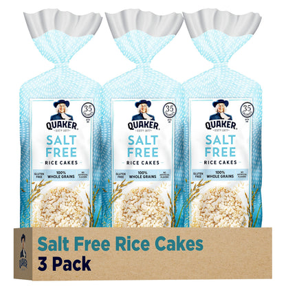 Quaker Large Rice Cakes, Salt Free, 8.53 Ounce (Pack of 3)