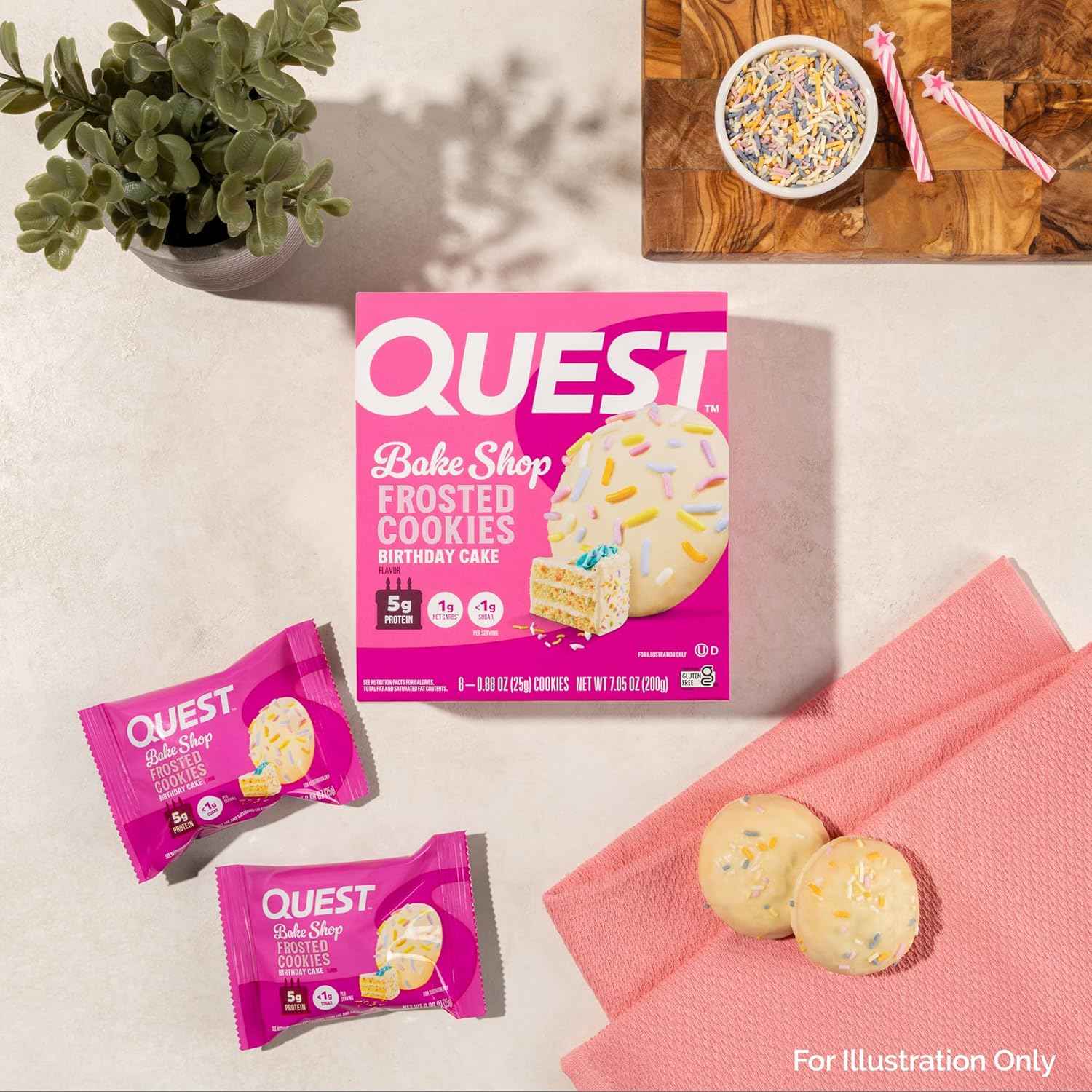 Quest Nutrition Frosted Protein Cookies, <1g Sugar, 5g Protein, 1g Net Carbs, Gluten Free