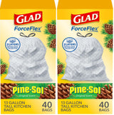 Glad ForceFlex Tall Kitchen Trash Bags, 13 Gallon, Pine-Sol Original, 40 Count (Package May Vary)