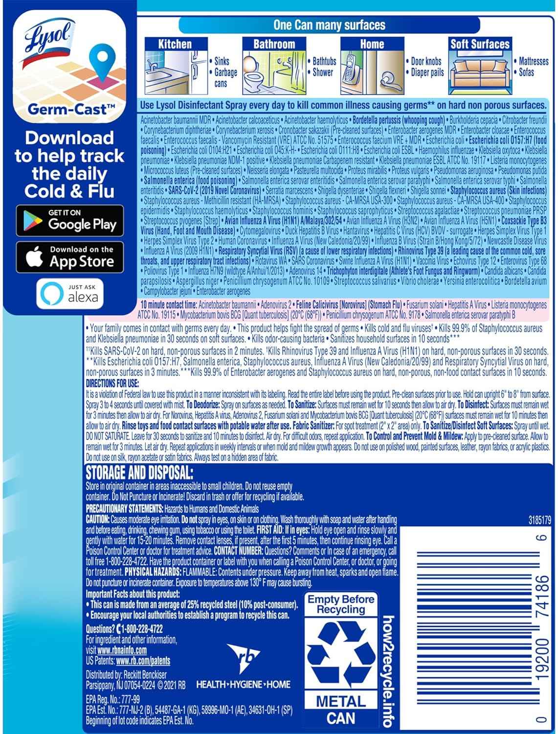 Lysol Disinfectant Spray, Sanitizing and Antibacterial Spray, For Disinfecting and Deodorizing, Crisp Linen, 12.5 Fl. Oz (Pack of 12)