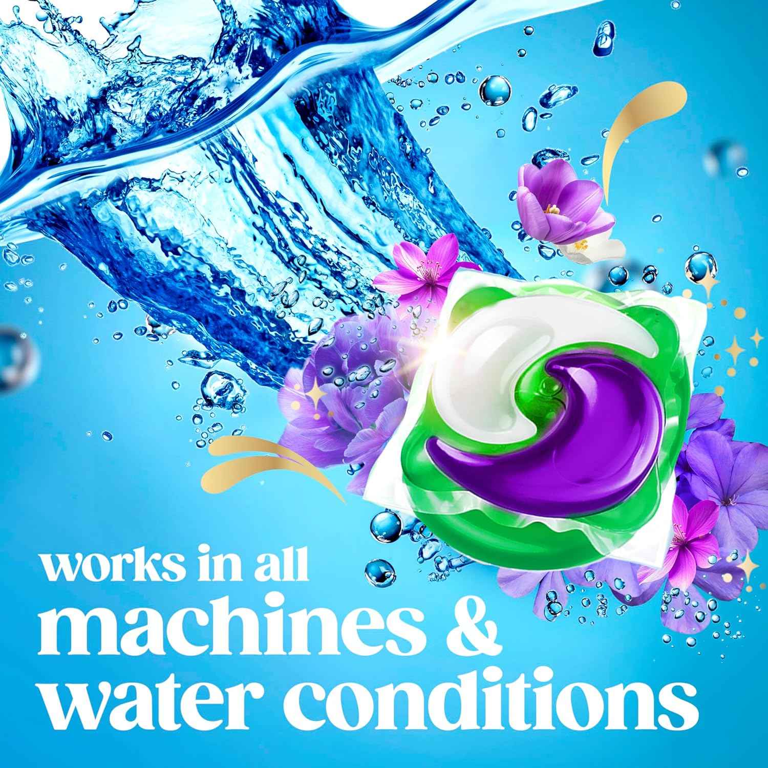 Gain Plus Flings Liquid Laundry Detergent Pods, Gain's Best Clean, All-In-One Pacs, Moonlight Breeze Scent, 45 Count