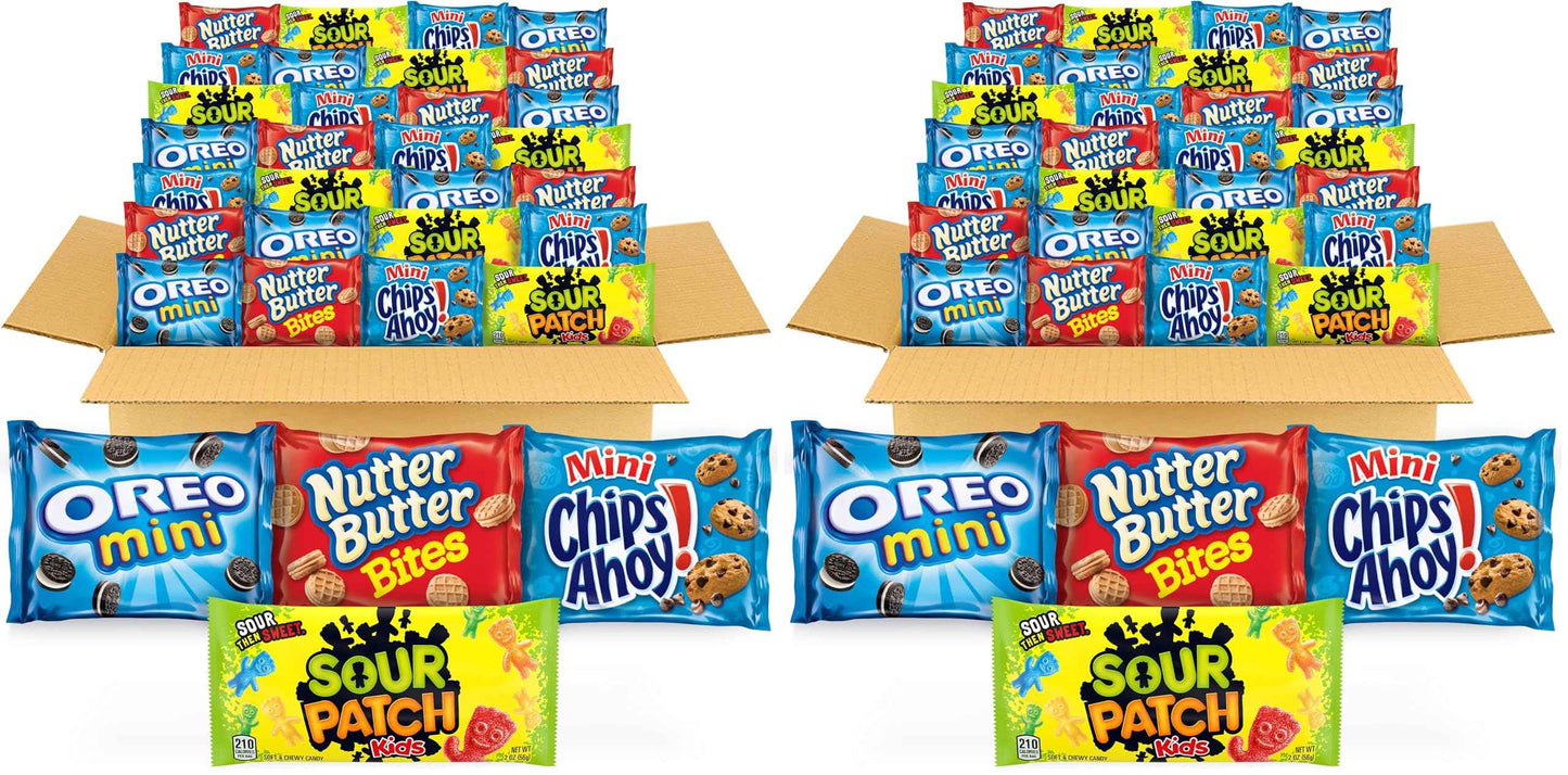 OREO Mini Cookies, CHIPS AHOY! Mini Cookies, SOUR PATCH KIDS Candy & Nutter Butter Bites & Candy Variety Pack, 32 Snack Packs