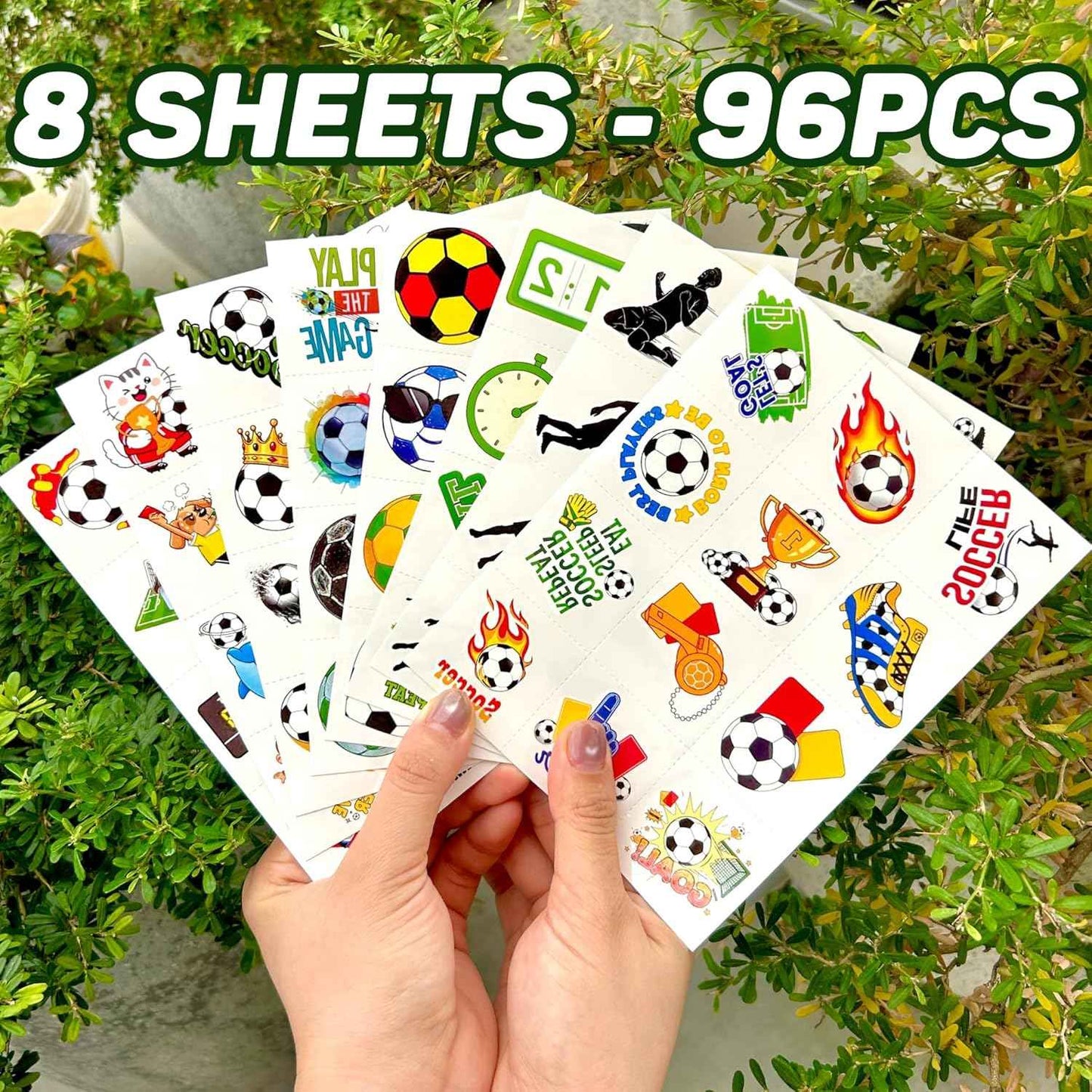 96PCS Soccers Temporary Tattoos Stickers - Sport Soccer Themed Birthday Party Favors Birthday Party Decorations Supplies Accessories Gift Idea For Kids Teen Boys Girls Classroom Prizes Rewards