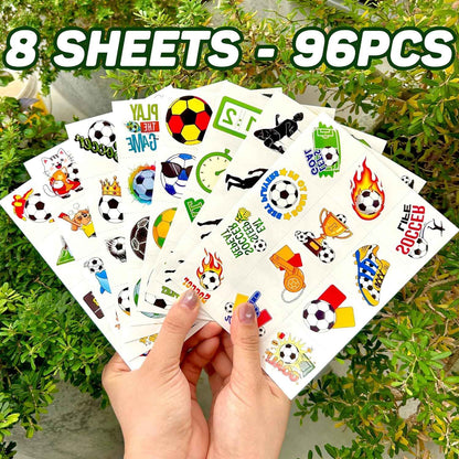 96PCS Soccers Temporary Tattoos Stickers - Sport Soccer Themed Birthday Party Favors Birthday Party Decorations Supplies Accessories Gift Idea For Kids Teen Boys Girls Classroom Prizes Rewards