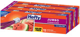 Hefty Slider Jumbo Storage Bags, 2.5 Gallon Size