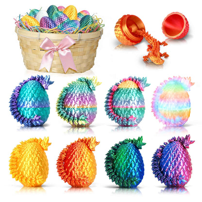 Easter 3D Printed Dragon Eggs, Prefilled Easter Dragon Egg with Dragon Toy for Basket Stuffers, Goodie Bag Fillers, Easter Egg Hunt, Unique Easter Basket Essentials for Kids