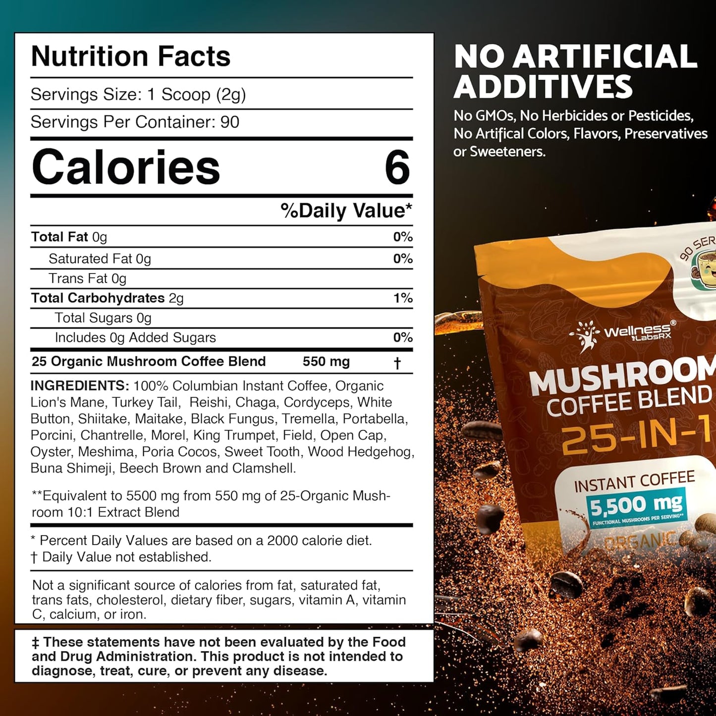 Mushroom_Coffee_Organic_Instant_Coffee,_25-in-1,_Third-Party_Tested_Keto_Friendly_Lions_Mane_Supplement_with_Functional_Mushrooms_–_Shiitake,_Reishi,_Lion’s_Mane_&_More_|_Smooth,_Rich_Flavor_-_90_Servings