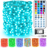 BrizLabs Christmas Fairy Lights - 66ft 200 LED Color Changing Fairy Lights with Remote, Plugin RGB Rainbow Christmas Twinkle Light White & Red Starry Xmas Light for Xmas Halloween Home Party Wedding