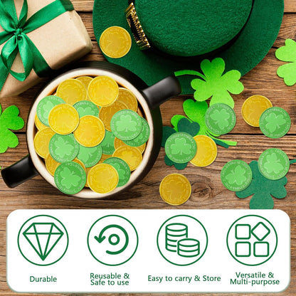 OHOME_Gold_Coins_St_Patricks_Day_-_120_Pieces_Shamrock_Plastic_Coins_Green_and_Gold_St._patrick's_Day_Accessories_for_St_Patricks_Day_Decorations_Birthday_Crafts_Party_Favors_Decor