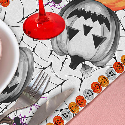 Halloween_Decorations_Table_Runner,White_Halloween_Table_Cover_Jack-O-Lantern_Pumpkin_Spiderweb_13*72IN_Scary_Spooky_Tablecloth_Decor_For_Home_Dining_Room_Holiday_Kitchen_Indoor_Outdoor_Party_Supplies
